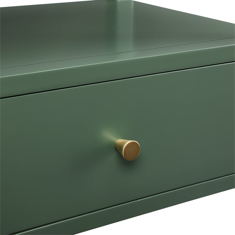 Comfort Pointe Opava Vintage Green Wood 1-drawer Nightstand with Floating Top