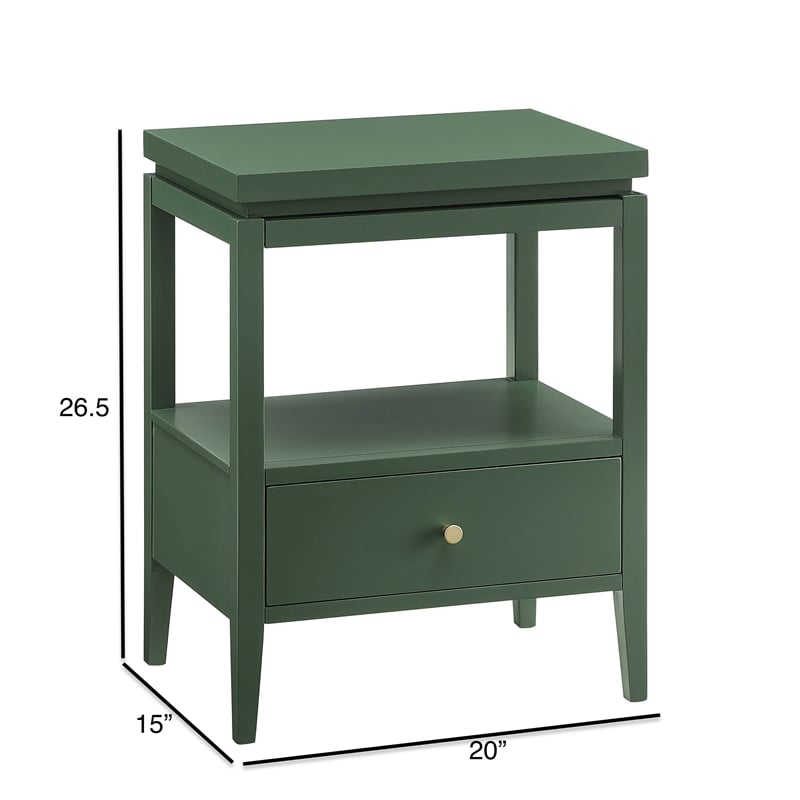 Comfort Pointe Opava Vintage Green Wood 1-drawer Nightstand with Floating Top