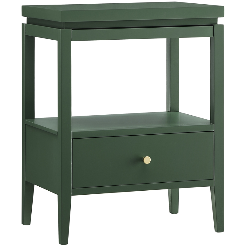 Comfort Pointe Opava Vintage Green Wood 1-drawer Nightstand with Floating Top