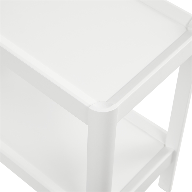 Comfort Pointe Yukon White Wood Tray-Top Farmhouse Style Accent Table
