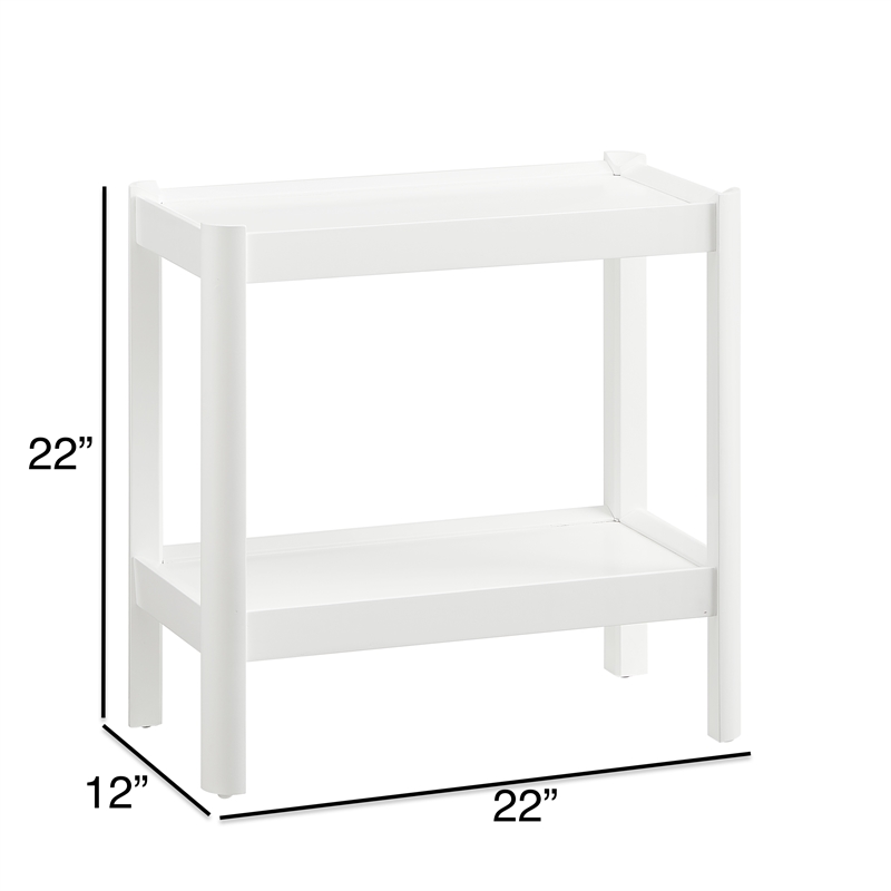 Comfort Pointe Yukon White Wood Tray-Top Farmhouse Style Accent Table