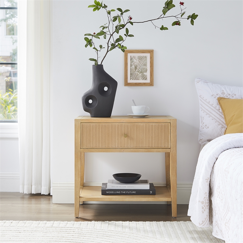 Comfort Pointe Flores Natural Finished Wood 1-drawer Nightstand