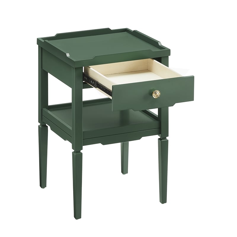 Comfort Pointe Finchley Vintage Green Wood 1-drawer Nightstand with Shelf
