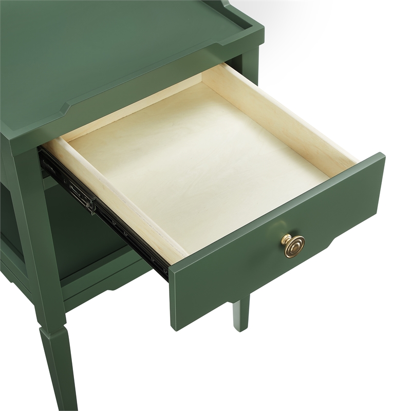Comfort Pointe Finchley Vintage Green Wood 1-drawer Nightstand with Shelf