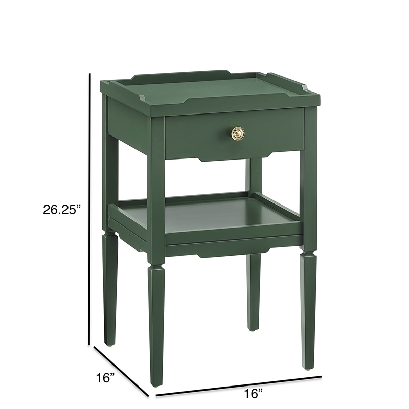 Comfort Pointe Finchley Vintage Green Wood 1-drawer Nightstand with Shelf