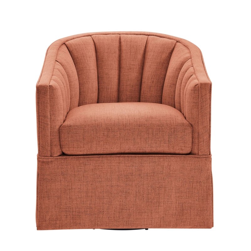 Comfort Pointe Sanibel Coral Polyester Fabric Skirted Swivel Accent Chair