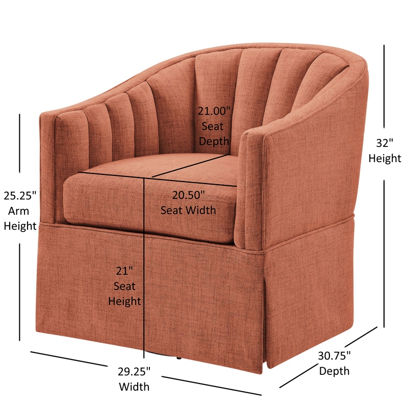 Comfort Pointe Sanibel Coral Polyester Fabric Skirted Swivel Accent Chair