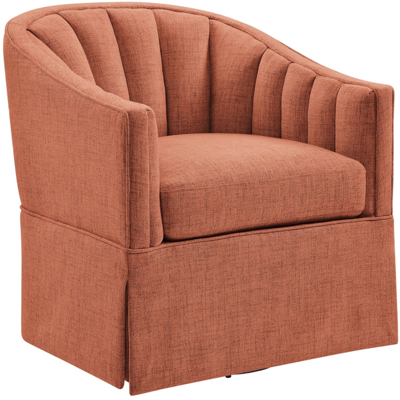 Comfort Pointe Sanibel Coral Polyester Fabric Skirted Swivel Accent Chair