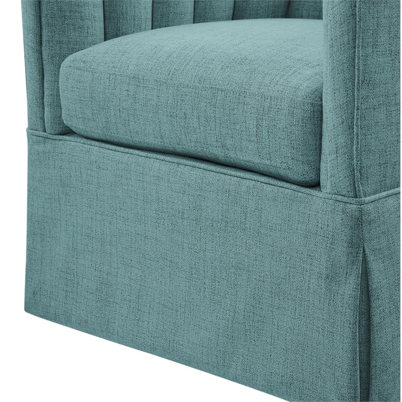 Comfort Pointe Sanibel Egg Blue Polyester Fabric Skirted Swivel Accent Chair