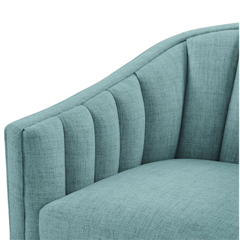 Comfort Pointe Sanibel Egg Blue Polyester Fabric Skirted Swivel Accent Chair