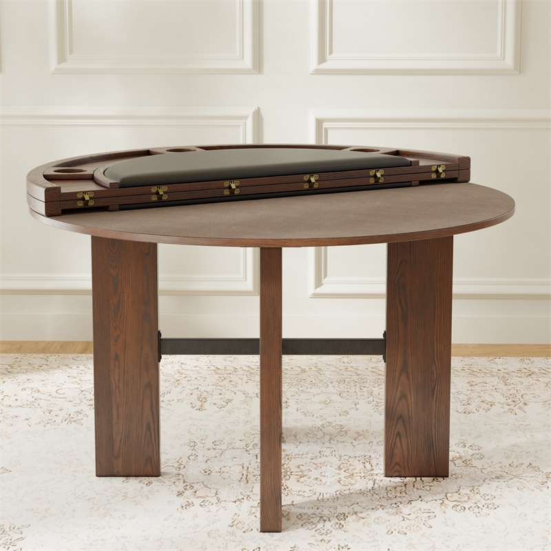 Georgio Dining and Poker Foldable 5-piece Set with Black Faux Leather Insert