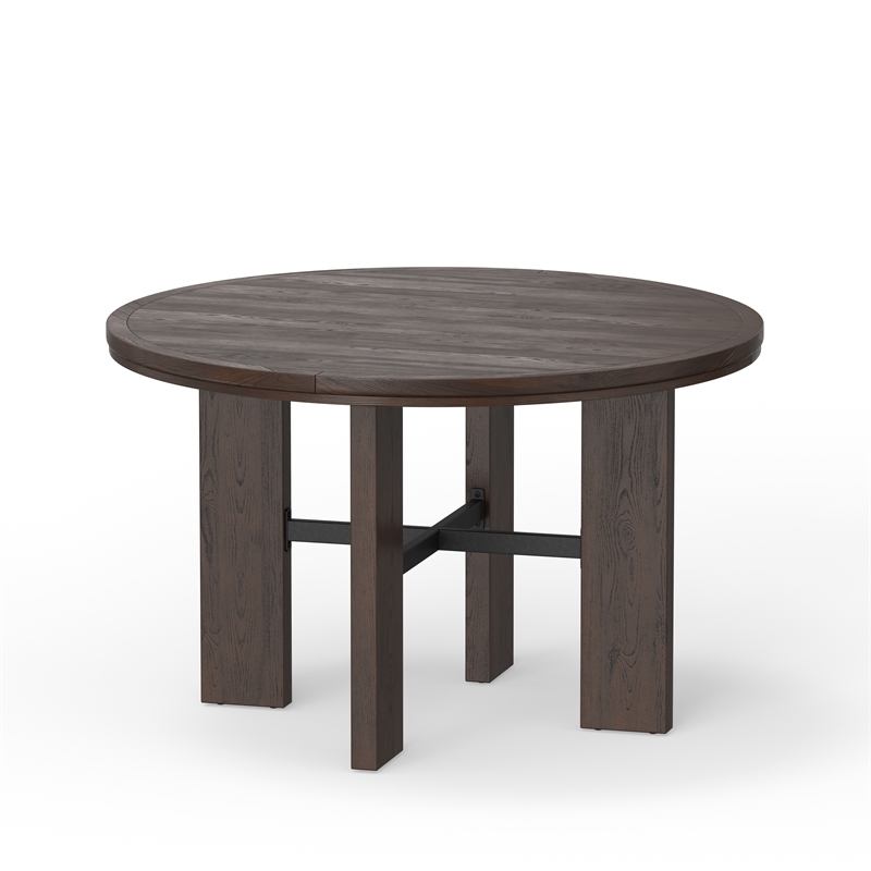 Georgio Dining and Poker Table in Walnut Wood Finish with Black Faux Leather