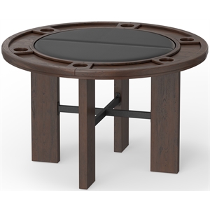 Georgio Dining and Poker Table in Walnut Wood Finish with Black Faux Leather