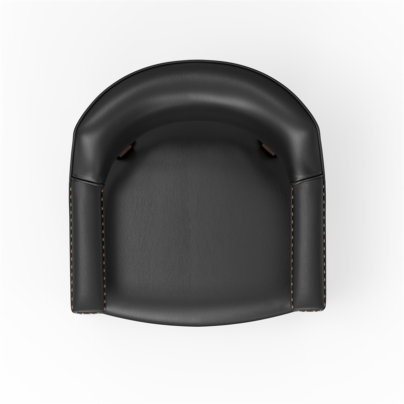 Georgio Dining and Game Chair in Walnut with Black Faux Leather with Casters