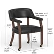 Georgio Dining and Game Chair in Walnut with Black Faux Leather with Casters