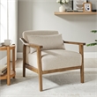 Comfort Pointe Rayn Wood Arm Beige Fabric Accent Chair with Lumbar Pillow