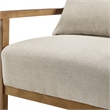 Comfort Pointe Rayn Wood Arm Beige Fabric Accent Chair with Lumbar Pillow