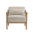 Comfort Pointe Rayn Wood Arm Beige Fabric Accent Chair with Lumbar Pillow