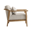 Comfort Pointe Rayn Wood Arm Beige Fabric Accent Chair with Lumbar Pillow
