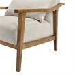 Comfort Pointe Rayn Wood Arm Beige Fabric Accent Chair with Lumbar Pillow