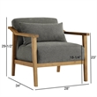 Comfort Pointe Rayn Wood Arm Charcoal Fabric Accent Chair with Lumbar Pillow