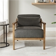 Comfort Pointe Rayn Wood Arm Charcoal Fabric Accent Chair with Lumbar Pillow