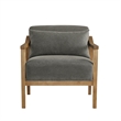 Comfort Pointe Rayn Wood Arm Charcoal Fabric Accent Chair with Lumbar Pillow