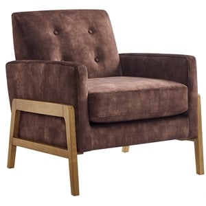 Comfort Pointe Macon Wood Arm Espresso Fabric Tufted Back Accent Chair