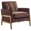 Comfort Pointe Macon Wood Arm Espresso Fabric Tufted Back Accent Chair