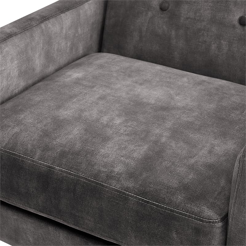 Comfort Pointe Macon Wood Arm Charcoal Fabric Tufted Back Accent Chair