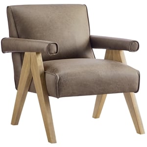 Comfort Pointe Navassa Modern Espresso Faux Leather Upholstered Arm Chair