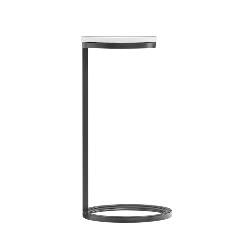 Comfort Pointe Chalmay Round Bronze Metal Accent Table with White Marble Top