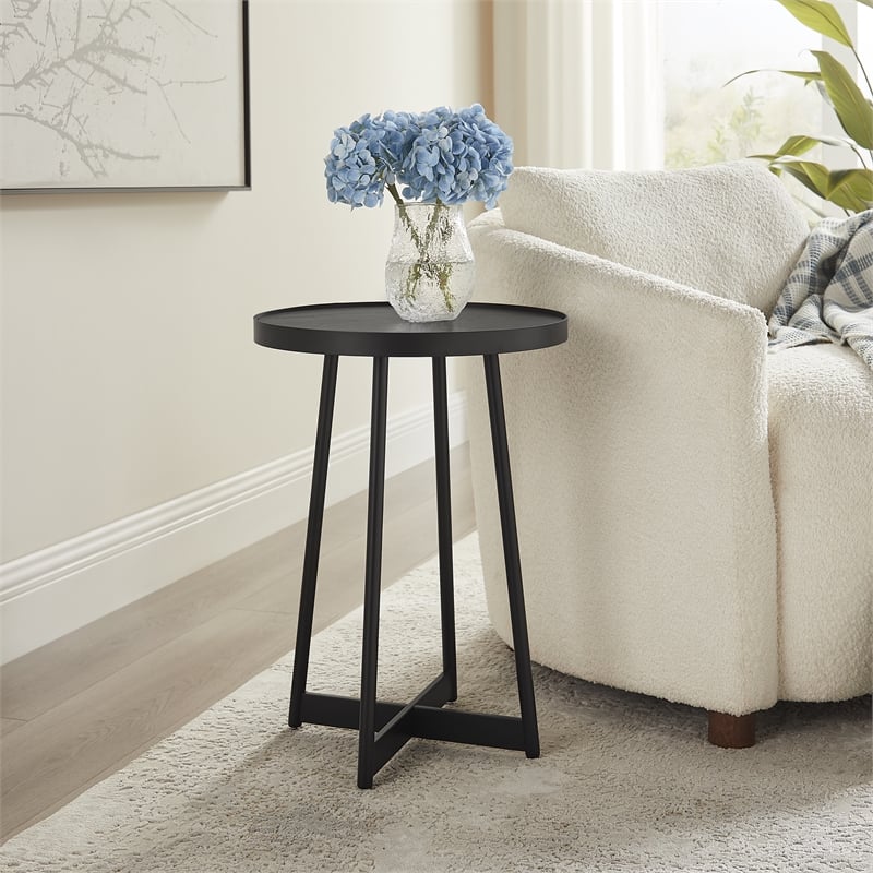 Comfort Pointe Rayne Modern Round Black Finished Metal Accent Table