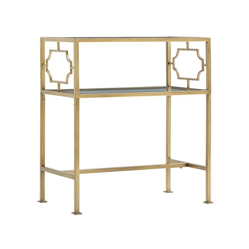 Comfort Pointe Gretna Rectangular Antique Gold Metal and Glass Accent Table