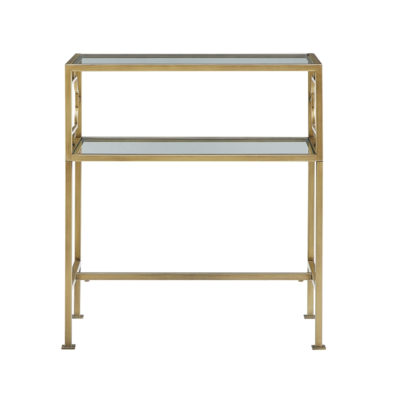 Comfort Pointe Gretna Rectangular Antique Gold Metal and Glass Accent Table