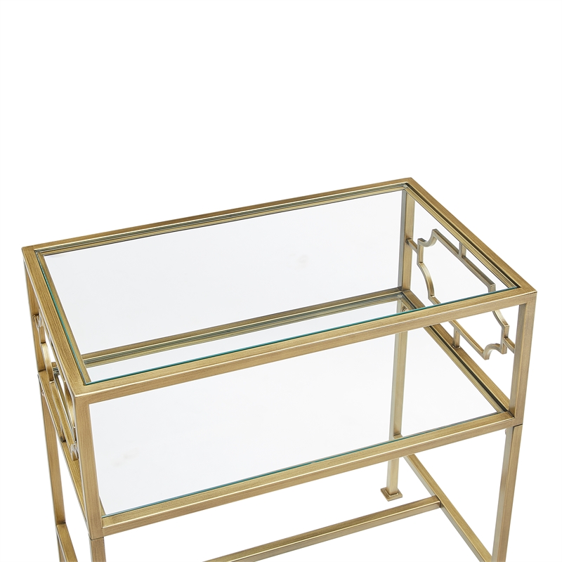 Comfort Pointe Gretna Rectangular Antique Gold Metal and Glass Accent Table