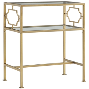 Comfort Pointe Gretna Rectangular Antique Gold Metal and Glass Accent Table