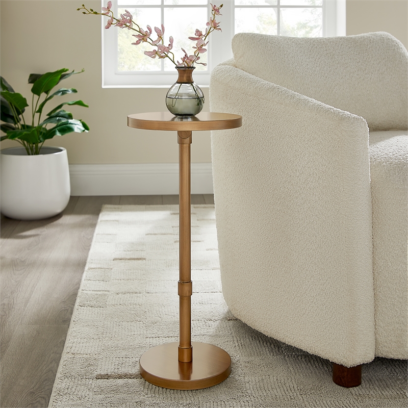 Comfort Pointe Meraux Antique Brass Metal Adjustable Height Accent Table
