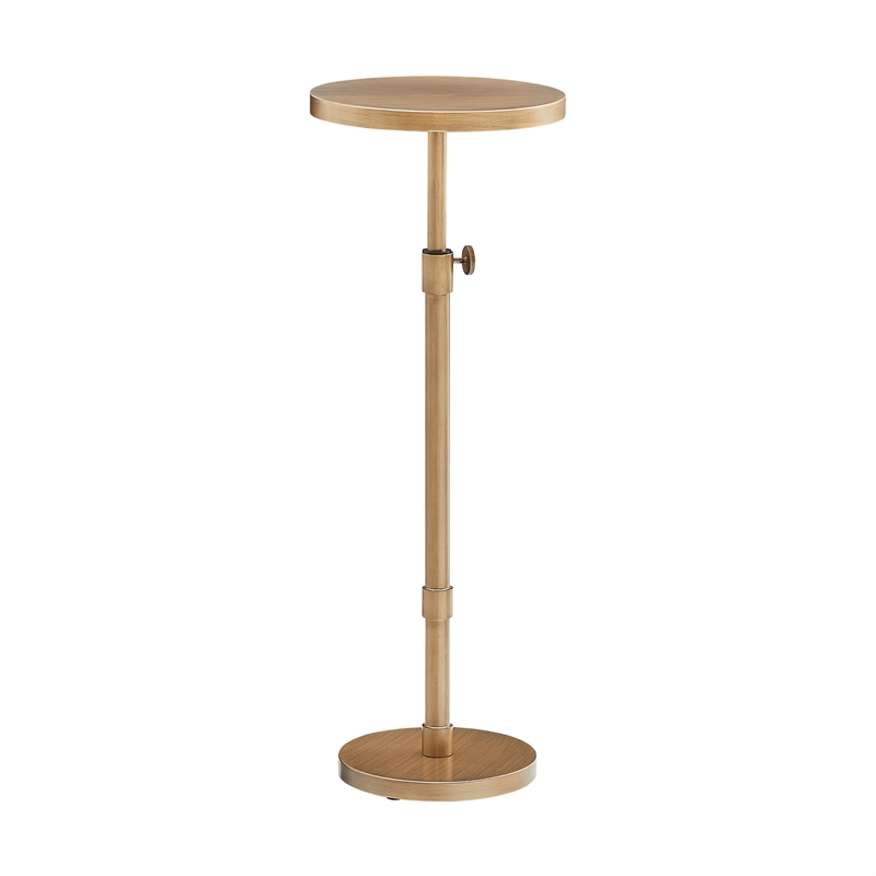 Comfort Pointe Meraux Antique Brass Metal Adjustable Height Accent Table