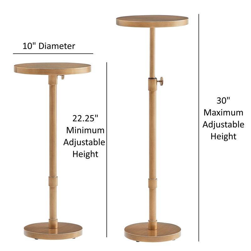 Comfort Pointe Meraux Antique Brass Metal Adjustable Height Accent Table