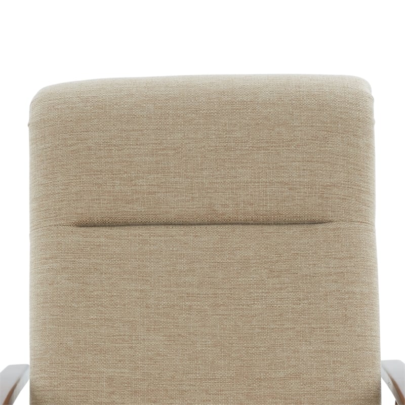 Terni Wood Arm Push Back Recliner in Performance Fabric - Rawhide Beige