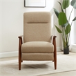 Terni Wood Arm Push Back Recliner in Performance Fabric - Rawhide Beige