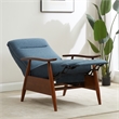 Terni Wood Arm Push Back Recliner in Performance Fabric - Denim Blue