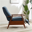Terni Wood Arm Push Back Recliner in Performance Fabric - Denim Blue