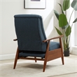 Terni Wood Arm Push Back Recliner in Performance Fabric - Denim Blue