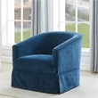 Elm Baltic Blue Polyester Fabric Skirted 360-degree Swivel Accent Chair