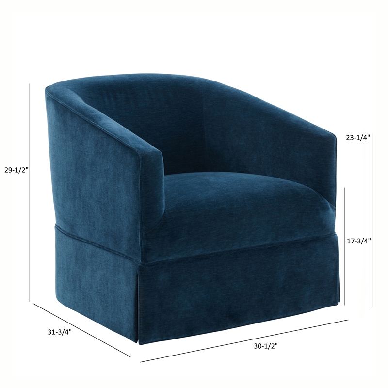 Elm Baltic Blue Polyester Fabric Skirted 360-degree Swivel Accent Chair