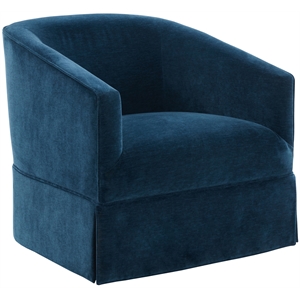 Elm Baltic Blue Polyester Fabric Skirted 360-degree Swivel Accent Chair
