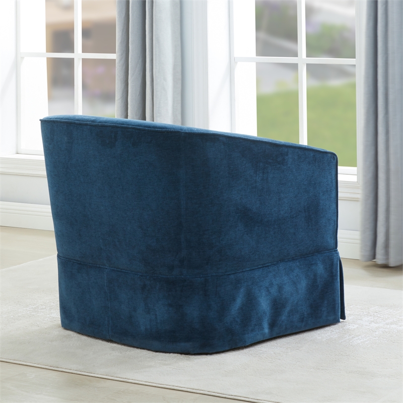 Elm Baltic Blue Polyester Fabric Skirted 360-degree Swivel Accent Chair