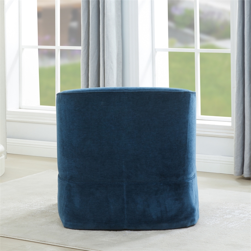 Elm Baltic Blue Polyester Fabric Skirted 360-degree Swivel Accent Chair